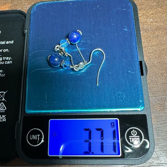 Artisan Made Lapis Sterling Silver Drop Earrings - Picture 3 of 3